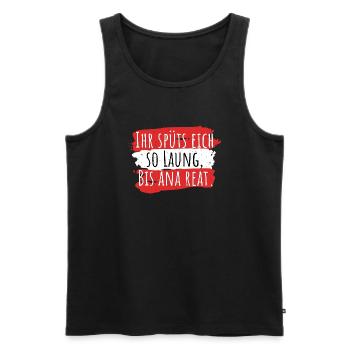 Österreich Dialekt Bis ana reat - Männer Premium Bio Tank Top - Schwarz - Vorne - AI Model Male 178 light (178cm)