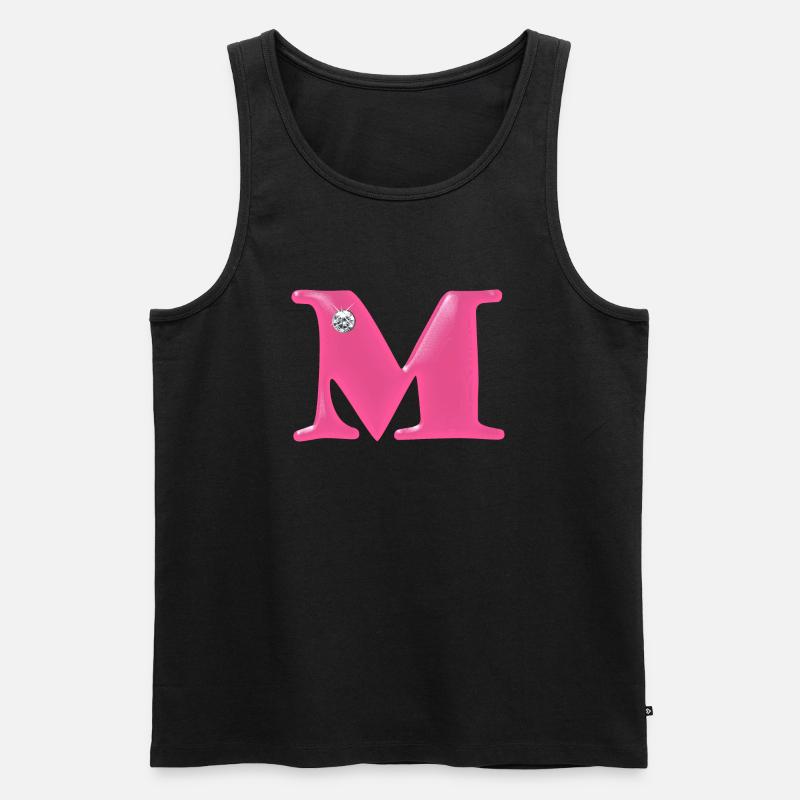 Buchstabe M Strasssteinchen - Männer Premium Bio Tank Top - Schwarz
