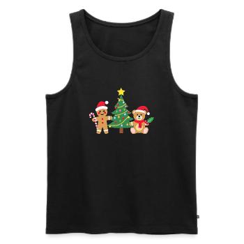 Cute Little Santa's Friends Christmas Tree - Men's Premium Organic Tank Top - black - Front - Michal (187cm)
