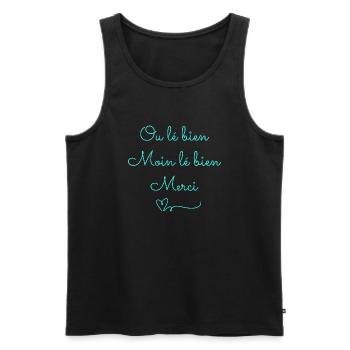 Moin lé bien bleu - Débardeur bio Premium Homme - noir - Devant - Michal (187cm)