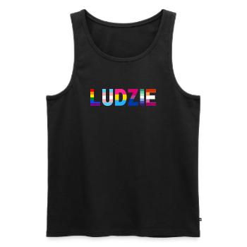 PEOPLE pride T-shirt - Men's Premium Organic Tank Top - black - Front - Michal (187cm)