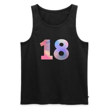 Numéro 18 coloré - Débardeur bio Premium Homme - noir - Devant - Michal (187cm)