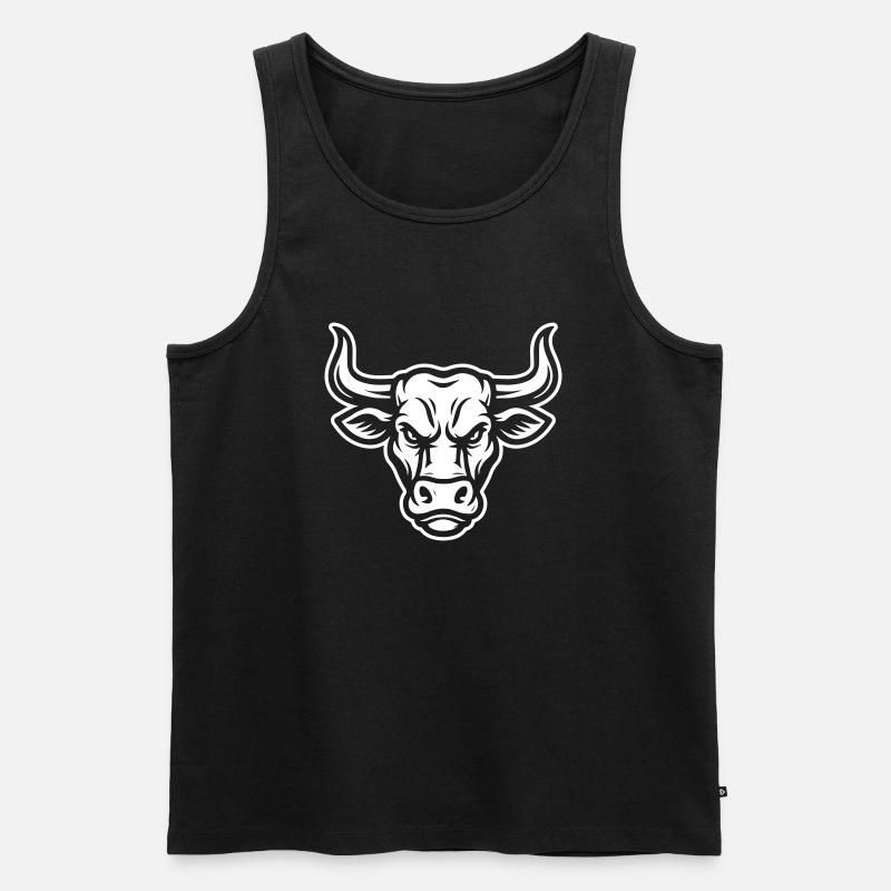 Bulle Stier Kopf - Männer Premium Bio Tank Top - Schwarz