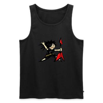 Cartoon Rocker Guy Electric Guitar Metal - Men's Premium Organic Tank Top - black - Front - AI Model Male 178 light (178cm)