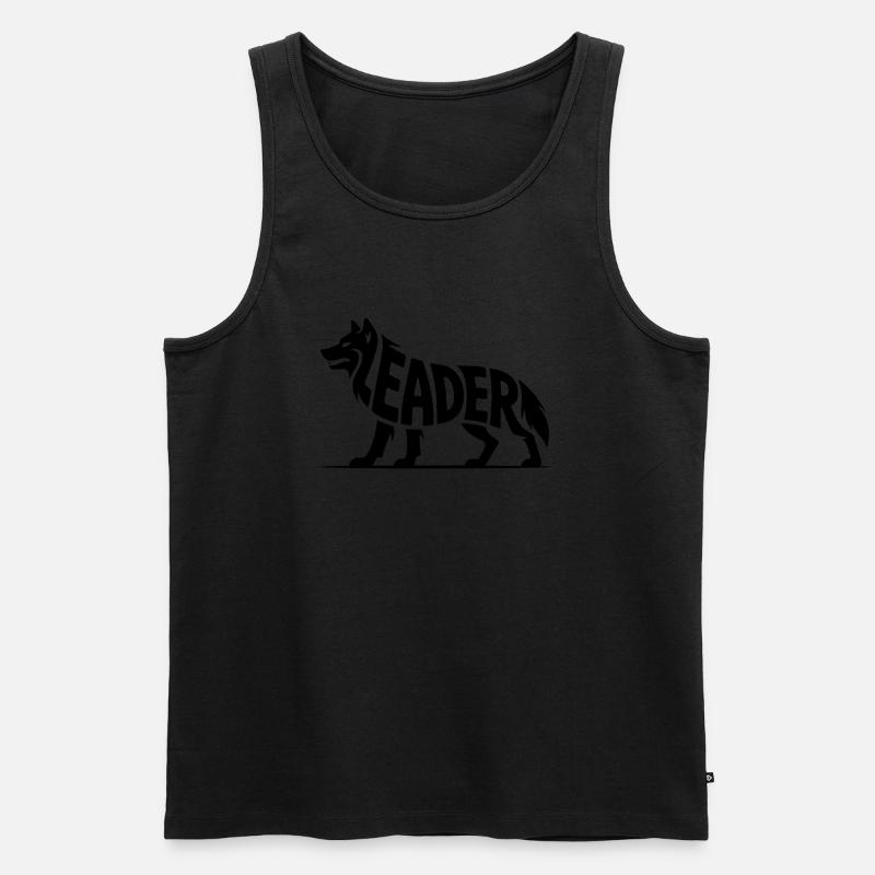 Anführer - Moivational Wolf Logo - Männer Premium Bio Tank Top - Schwarz