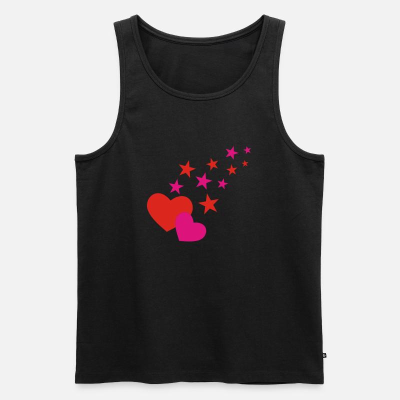 Herzen und Sterne - Männer Premium Bio Tank Top - Schwarz
