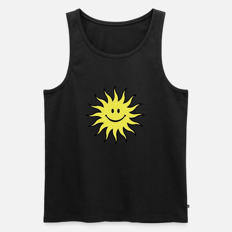 Sun - Lachende Sonne - Männer Premium Bio Tank Top - Schwarz
