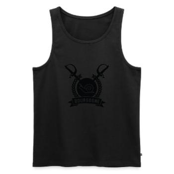 Écusson Escargots de Bourgogne - Débardeur bio Premium Homme - noir - Devant - AI Model Male 178 light (178cm)