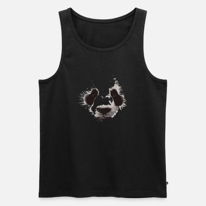Panda Gesicht - Männer Premium Bio Tank Top - Schwarz