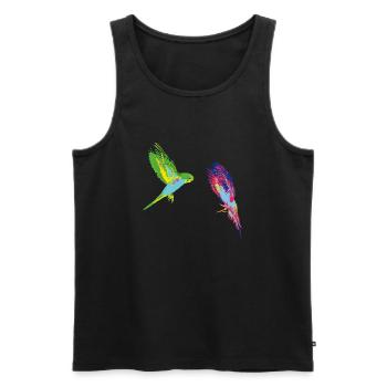 PopArt Wellensittiche - Männer Premium Bio Tank Top - Schwarz - Vorne - AI Model Male 178 light (178cm)