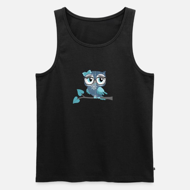 Eule_Schnee-Eule - Männer Premium Bio Tank Top - Schwarz