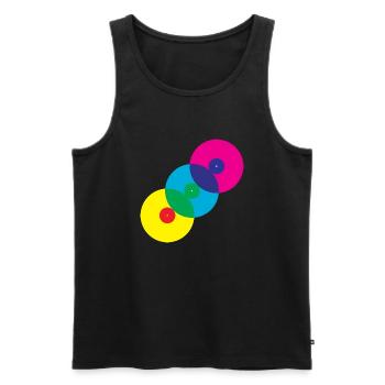 Vinyl Records (Diagonal) - Men's Premium Organic Tank Top - black - Front - AI Model Male 178 light (178cm)