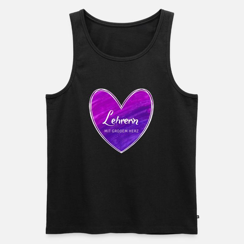 Lehrerin mit großem Herz - Männer Premium Bio Tank Top - Schwarz