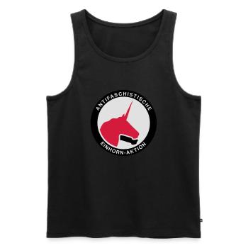 Antifaschistische Einhorn-Aktion - Männer Premium Bio Tank Top - Schwarz - Vorne - Michal (187cm)
