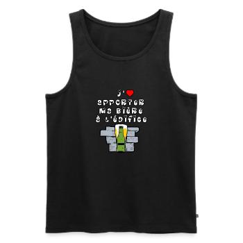 J'aime apporter ma BIÈRE à L'ÉDIFICE -Jeux de Mots - Débardeur bio Premium Homme - noir - Devant - Michal (187cm)