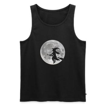 Flying witch in front of moon - Men's Premium Organic Tank Top - black - Front - AI Model Male 178 light (178cm)
