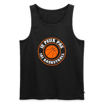 "Je peux pas j'ai basket" - Débardeur bio Premium Homme - noir - Devant - Michal (187cm)