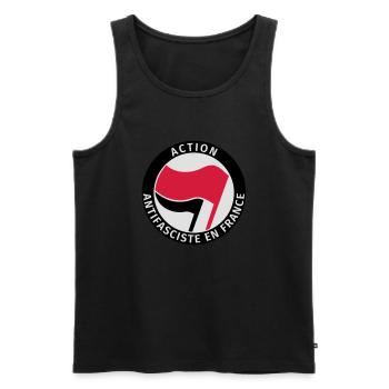 Action Antifasciste en France - Débardeur bio Premium Homme - noir - Devant - AI Model Male 178 light (178cm)