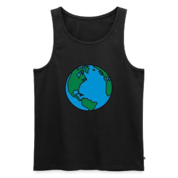 planet_erde_3c - Männer Premium Bio Tank Top - Schwarz - Vorne - Michal (187cm)