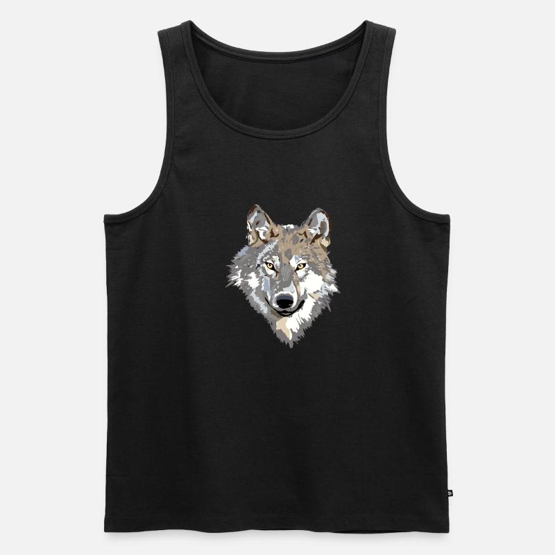 Der Wolf - Männer Premium Bio Tank Top - Schwarz