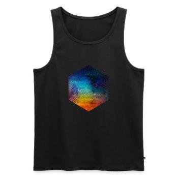 Hexagone · · Formation · Symboles · caractères grunge - Débardeur bio Premium Homme - noir - Devant - Michal (187cm)