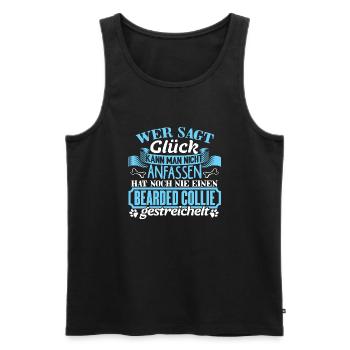 BEARDED-COLLIE - Glück zum anfassen - Männer Premium Bio Tank Top - Schwarz - Vorne - Michal (187cm)