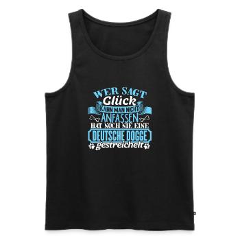 DEUTSCHE-DOGGE - Glück zum anfassen - Männer Premium Bio Tank Top - Schwarz - Vorne - Michal (187cm)