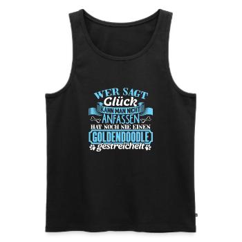 GOLDENDOODLE - Glück zum anfassen - Männer Premium Bio Tank Top - Schwarz - Vorne - Michal (187cm)