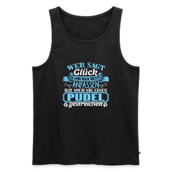 PUDEL - Glück zum anfassen - Männer Premium Bio Tank Top - Schwarz - Vorne - Michal (187cm)