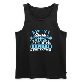 KANGAL - Glück zum anfassen - Männer Premium Bio Tank Top - Schwarz - Vorne - Michal (187cm)
