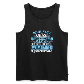 WEIMARANER - Glück zum anfassen - Männer Premium Bio Tank Top - Schwarz - Vorne - Michal (187cm)
