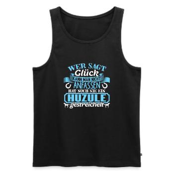 HUZULE - Glück zum anfassen - Männer Premium Bio Tank Top - Schwarz - Vorne - Michal (187cm)