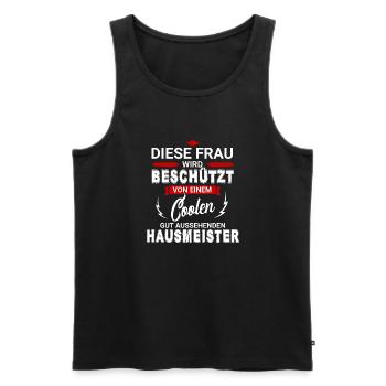 HAUSMEISTER - Männer Premium Bio Tank Top - Schwarz - Vorne - Michal (187cm)