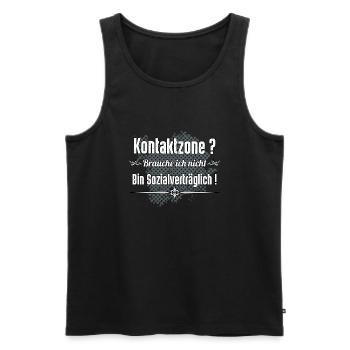 Kontaktzone - Männer Premium Bio Tank Top - Schwarz - Vorne - Michal (187cm)