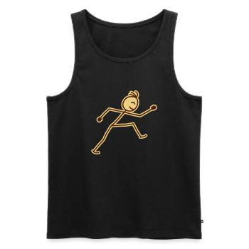 walking_stick_figure_2c - Männer Premium Bio Tank Top - Schwarz - Vorne - AI Model Male 178 light (178cm)