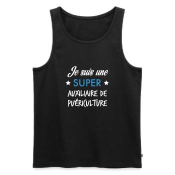 Je suis une super auxiliaire de puériculture - Débardeur bio Premium Homme - noir - Devant - Michal (187cm)