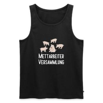 Mettarbeiterversammlung - Männer Premium Bio Tank Top - Schwarz - Vorne - Michal (187cm)