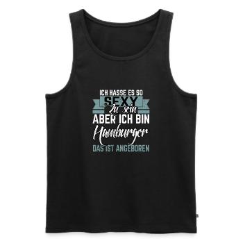 ICH HASSE ES SO SEXY ZU SEIN ABER ICH BIN HAMBURG - Männer Premium Bio Tank Top - Schwarz - Vorne - AI Model Male 178 light (178cm)