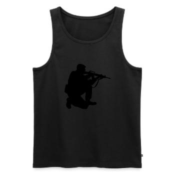 militär - Männer Premium Bio Tank Top - Schwarz - Vorne - Michal (187cm)
