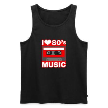 i love 80s music - Débardeur bio Premium Homme - noir - Devant - AI Model Male 178 light (178cm)