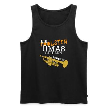 Die coolsten_Oma_Trompete - Männer Premium Bio Tank Top - Schwarz - Vorne - Michal (187cm)