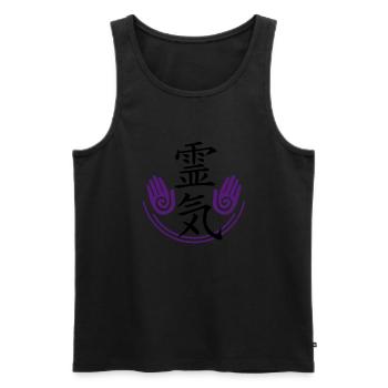 Reiki - Energy - Männer Premium Bio Tank Top - Schwarz - Vorne - AI Model Male 178 light (178cm)