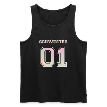 Schwester 01 Familie Sis Sister Geschenk bday - Men's Premium Organic Tank Top - black - Front - AI Model Male 178 light (178cm)