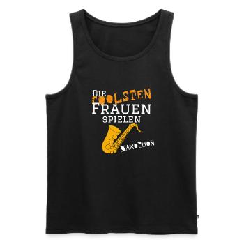 Die coolsten_Frauen_Saxop - Männer Premium Bio Tank Top - Schwarz - Vorne - Michal (187cm)