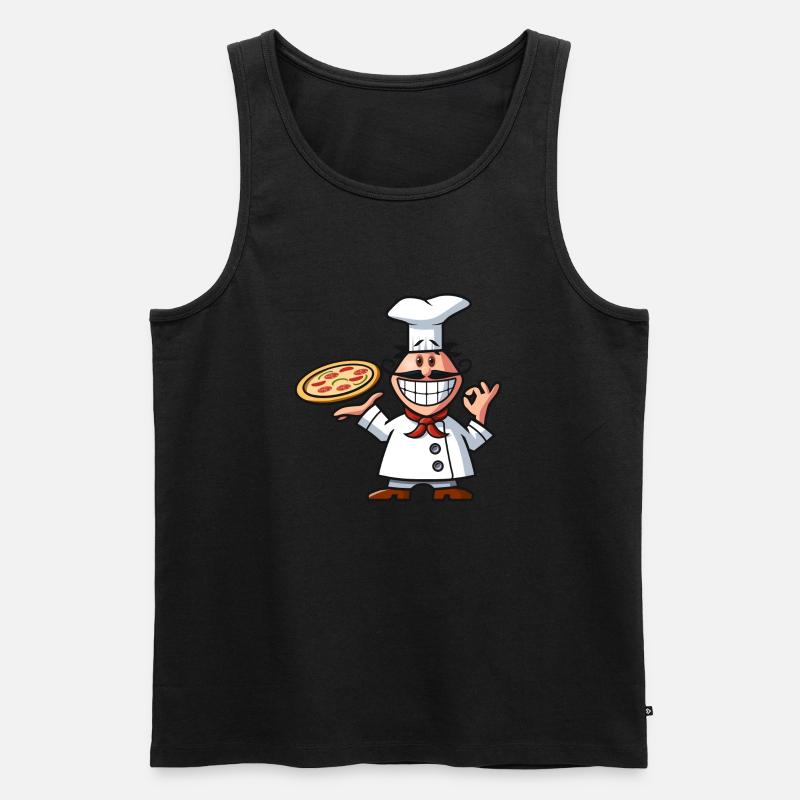 vl082b_pizzabaecker_4c - Männer Premium Bio Tank Top - Schwarz