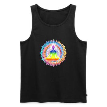 Yoga Lotus Chakra Meditation I - Männer Premium Bio Tank Top - Schwarz - Vorne - AI Model Male 178 light (178cm)