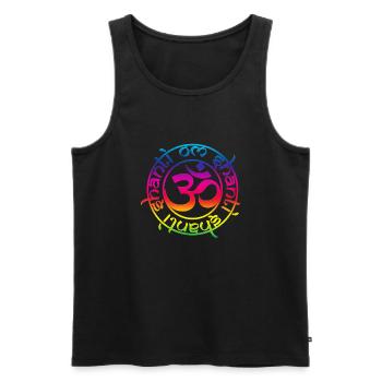 aum_om_shantil_rainbow - Männer Premium Bio Tank Top - Schwarz - Vorne - AI Model Male 178 light (178cm)
