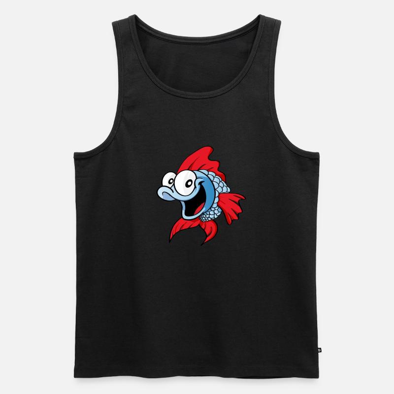 Funny Fish - Männer Premium Bio Tank Top - Schwarz