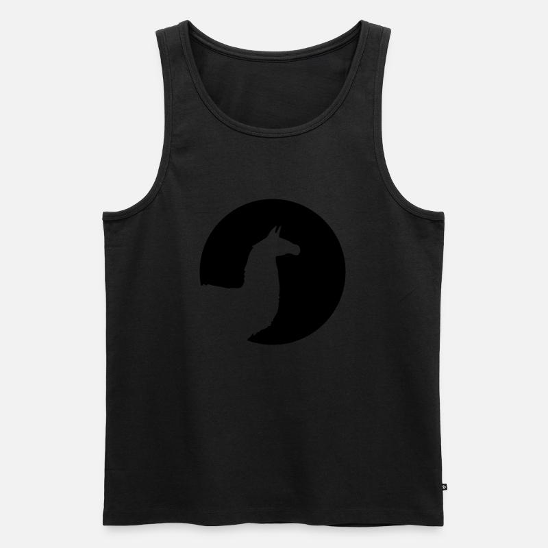 Llama Moon Silhouette - Männer Premium Bio Tank Top - Schwarz