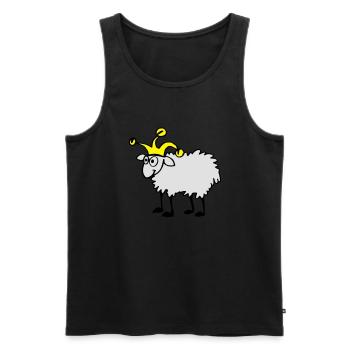 Schaf mit Narrenkappe - Männer Premium Bio Tank Top - Schwarz - Vorne - AI Model Male 178 light (178cm)